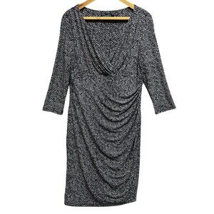 Lauren Ralph Lauren Dress Surplice Neckline Rouching Size 14 Dress Faux Wrap